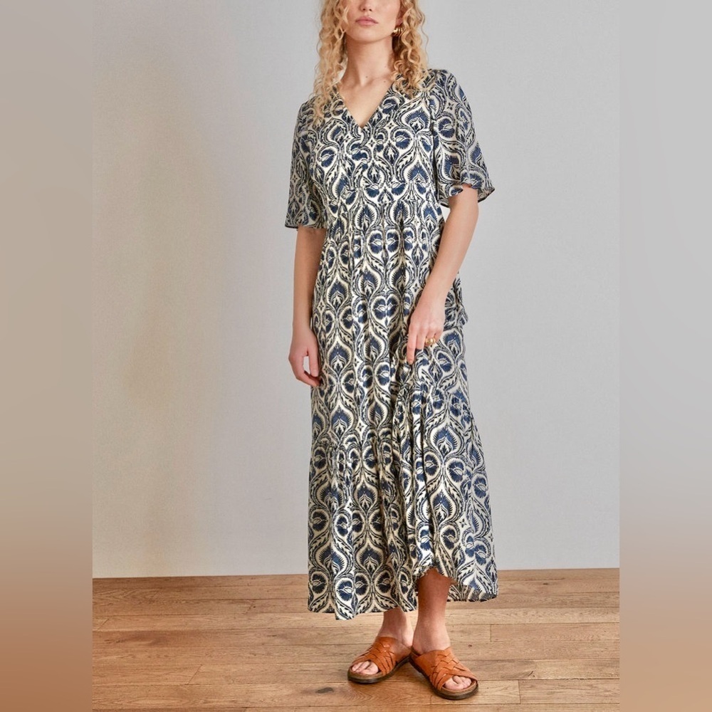 Maison 123 Ludine Dress Floral Midi Maxi Blue Black Boho Paris Wedding Paisley